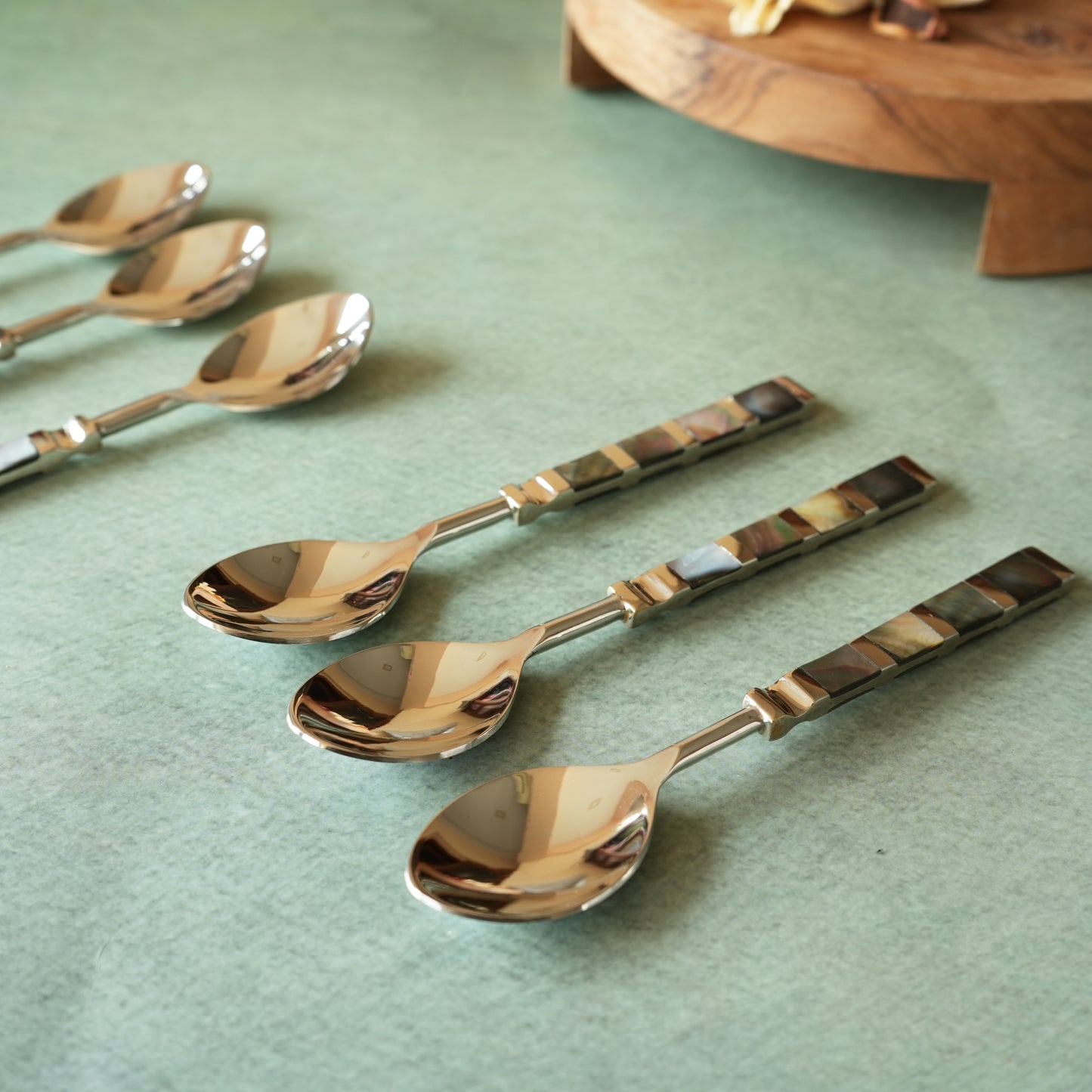 Black Mother-of- Pearl Stainless Steel Tea Spoon Set