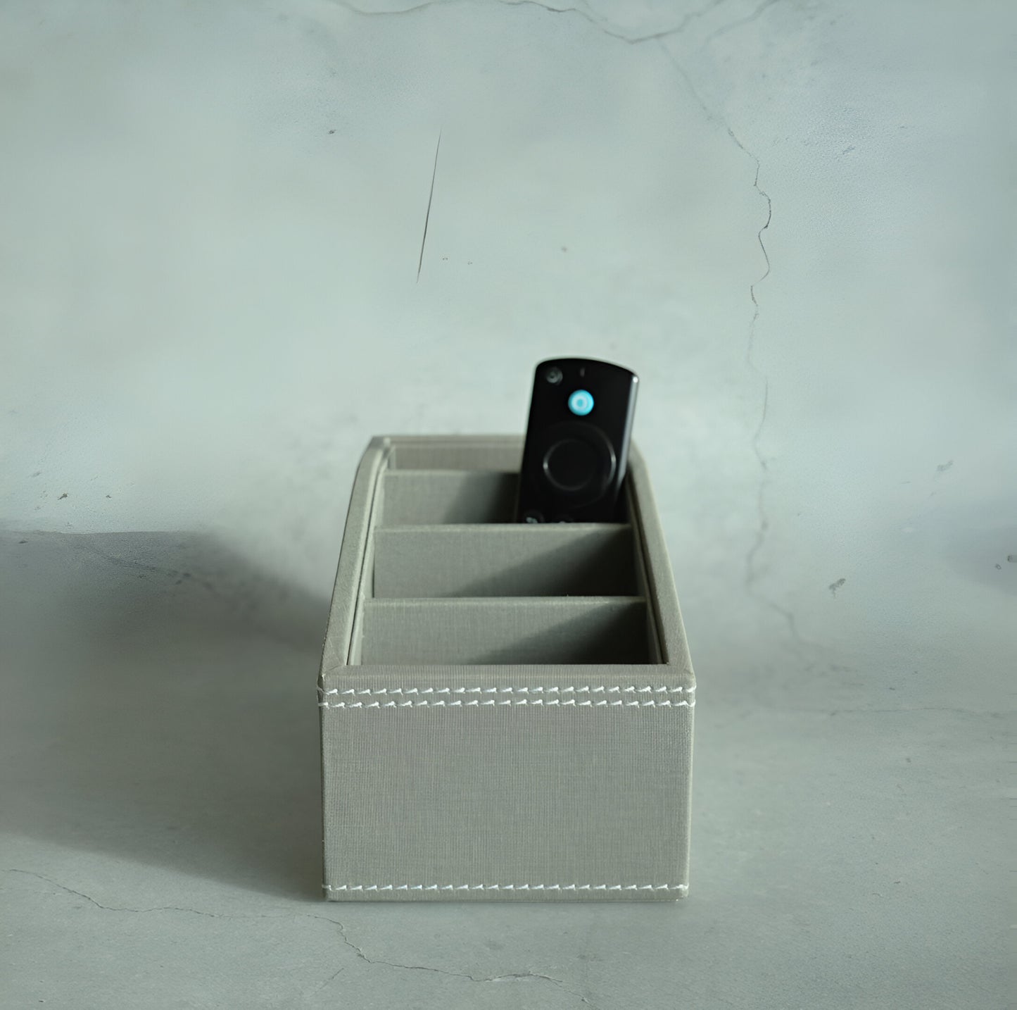 Stone Gray PU Leather Remote Control Organiser