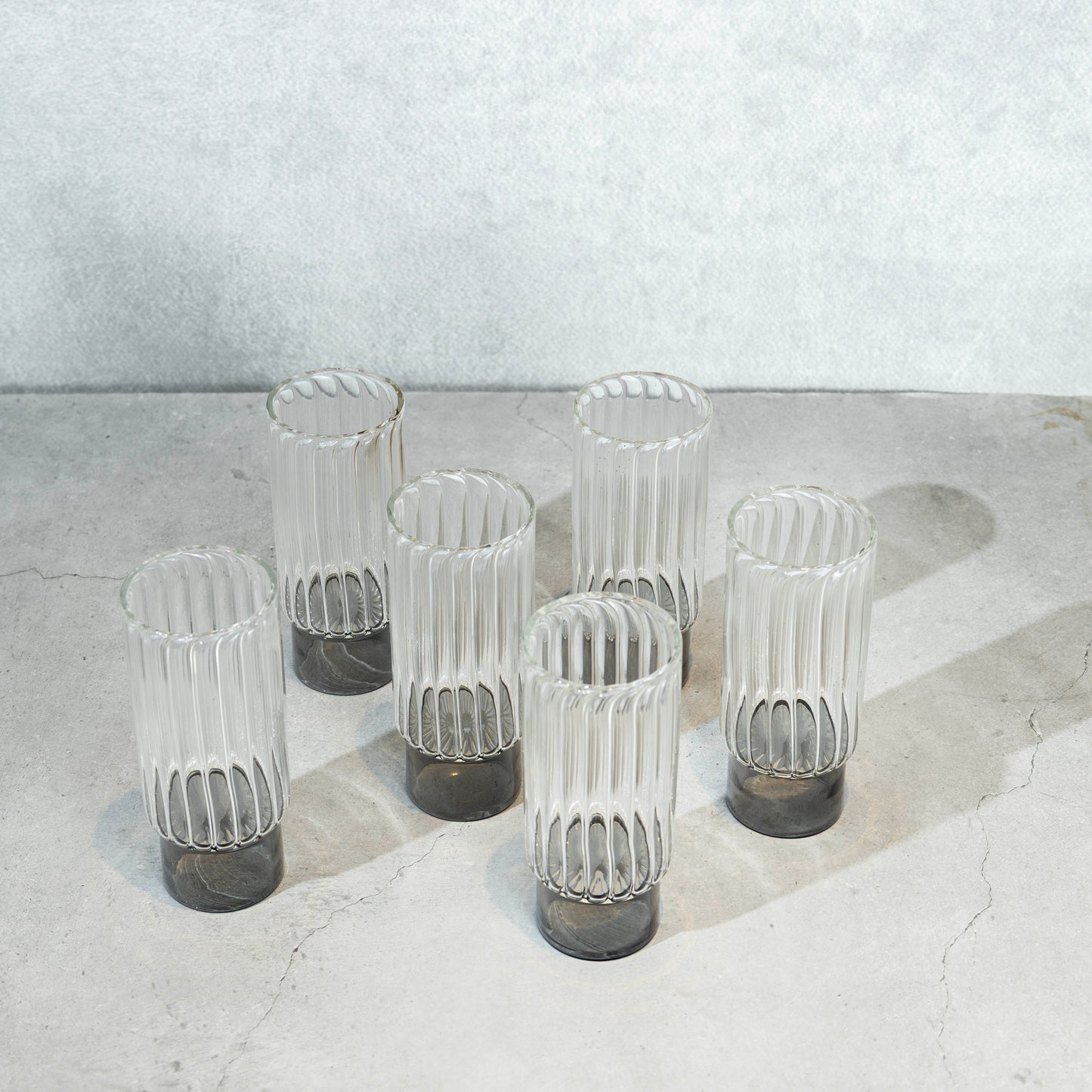 Gray Ribbed Cocktail Glass- Set of 6