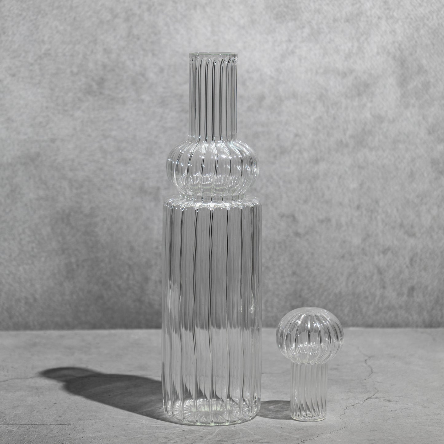 Clear Ribbed Carafe- Tall