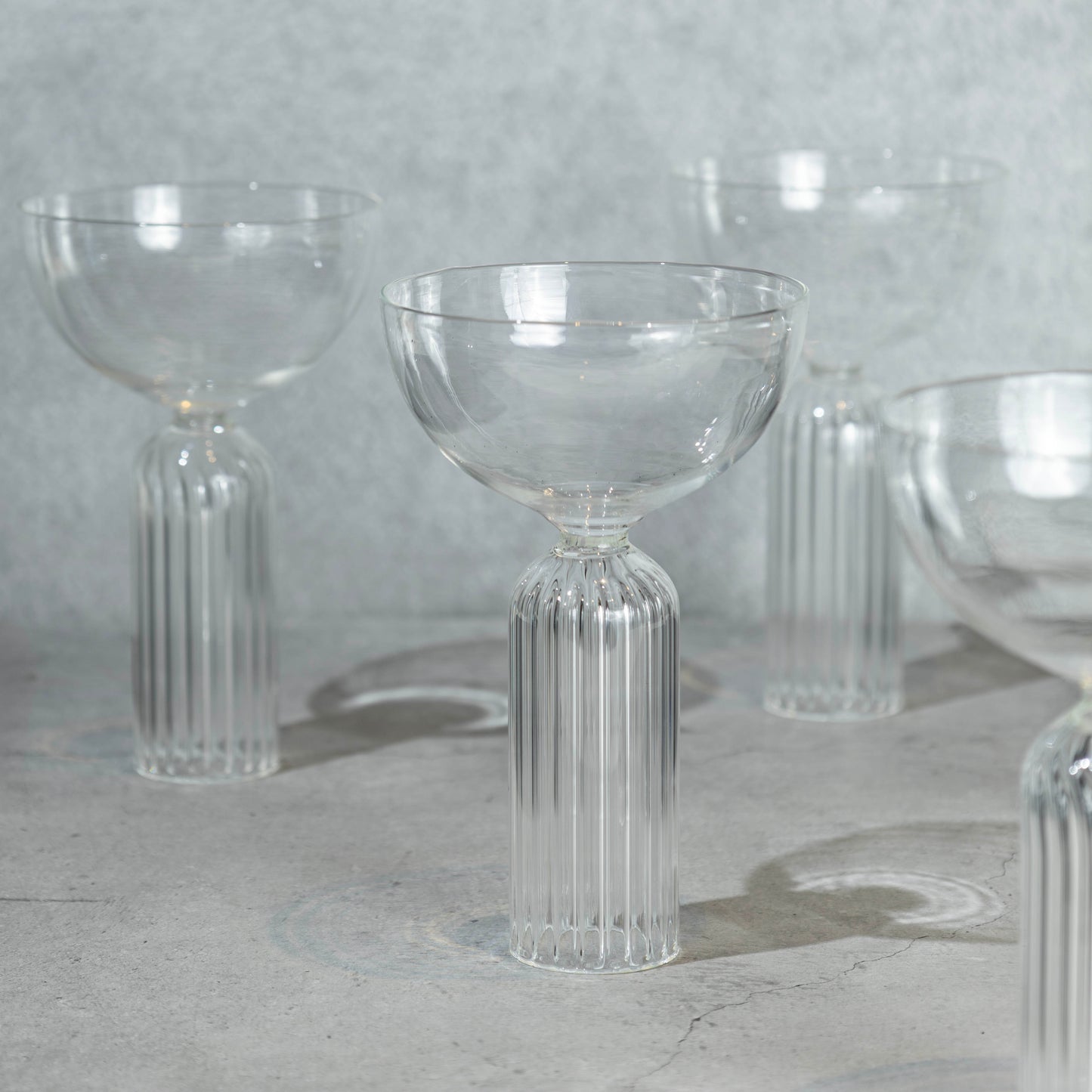 Clear Ribbed Coupe Glass- Set of 4