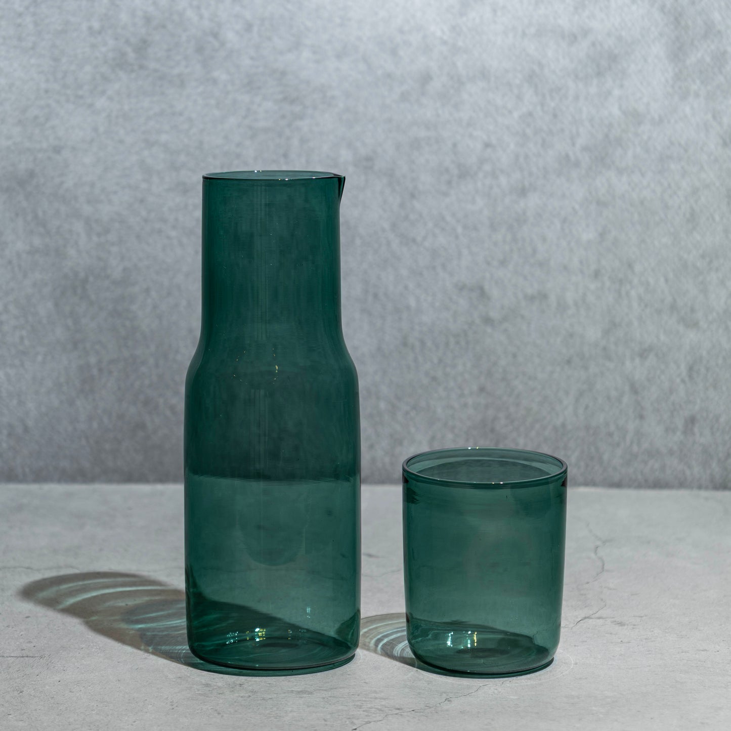 Tinted Glass Carafe- Emerald Green