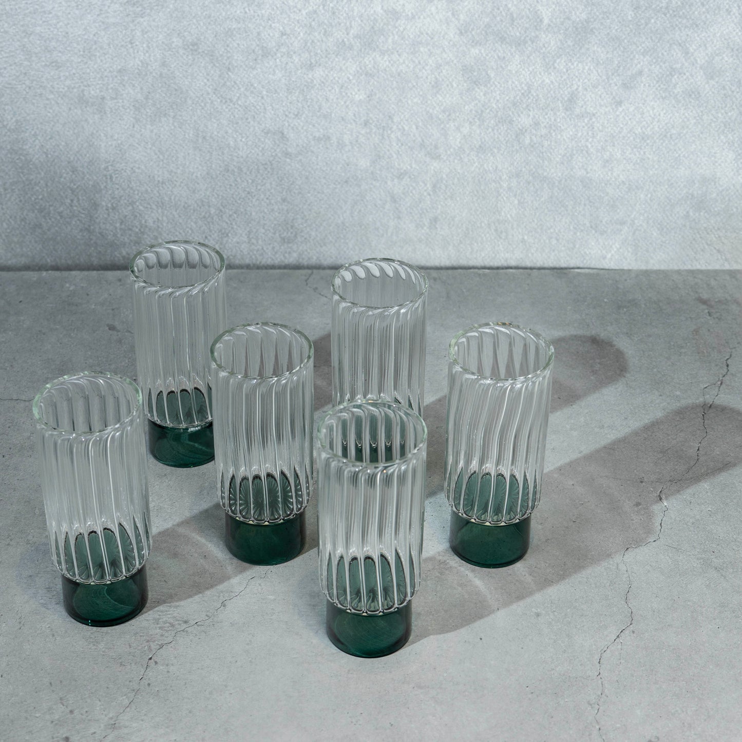 Emerald Green Ribbed Cocktail Glass- Set of 6