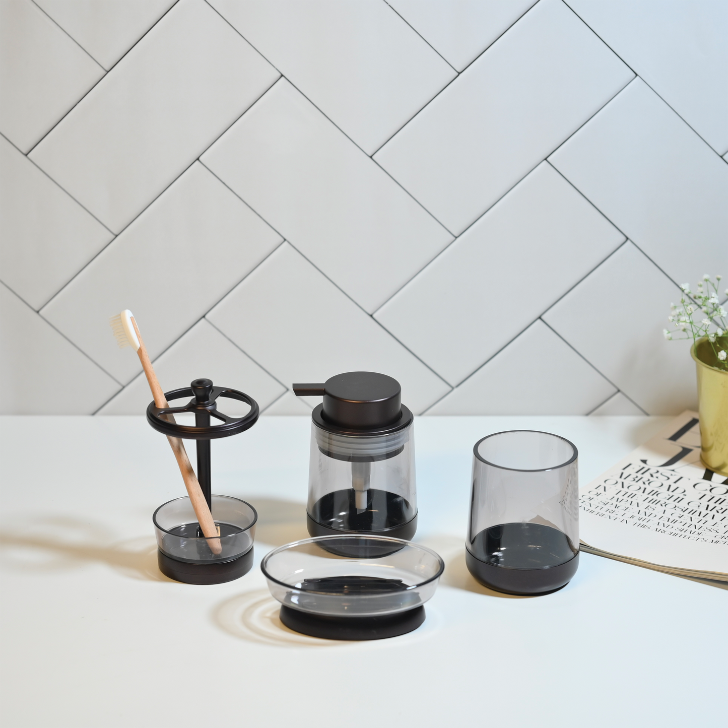 Matte Mocha Brown 4-Piece Bathroom Set