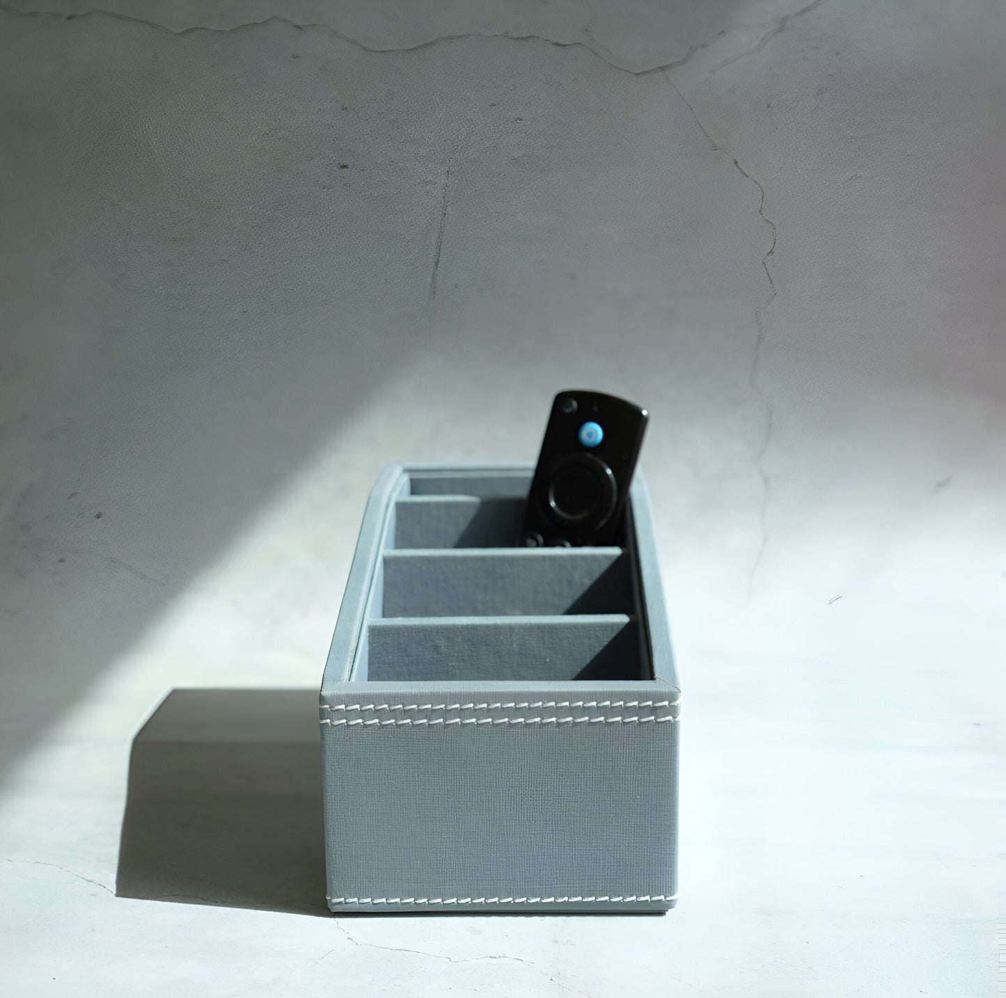 Powder Blue PU Leather Remote Control Organiser
