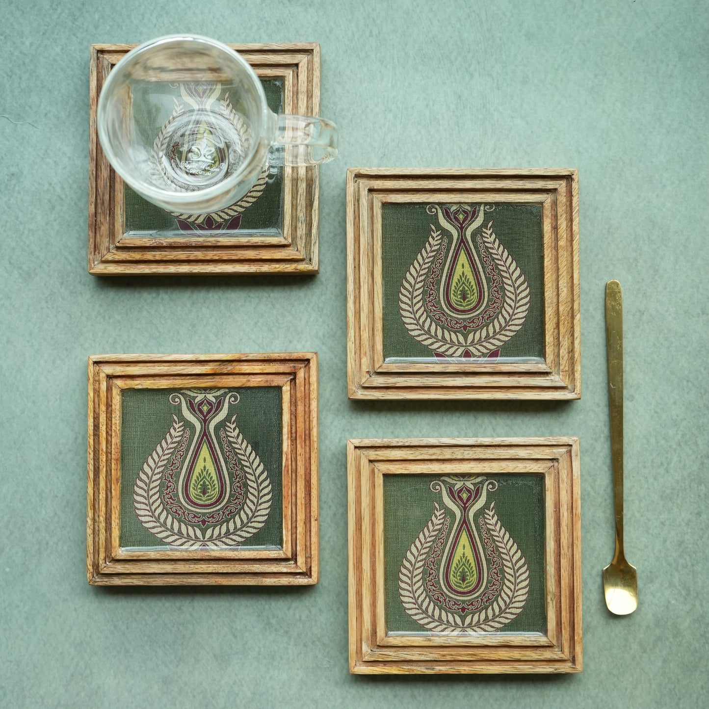 Paisley Wooden Coasters- Set of 4