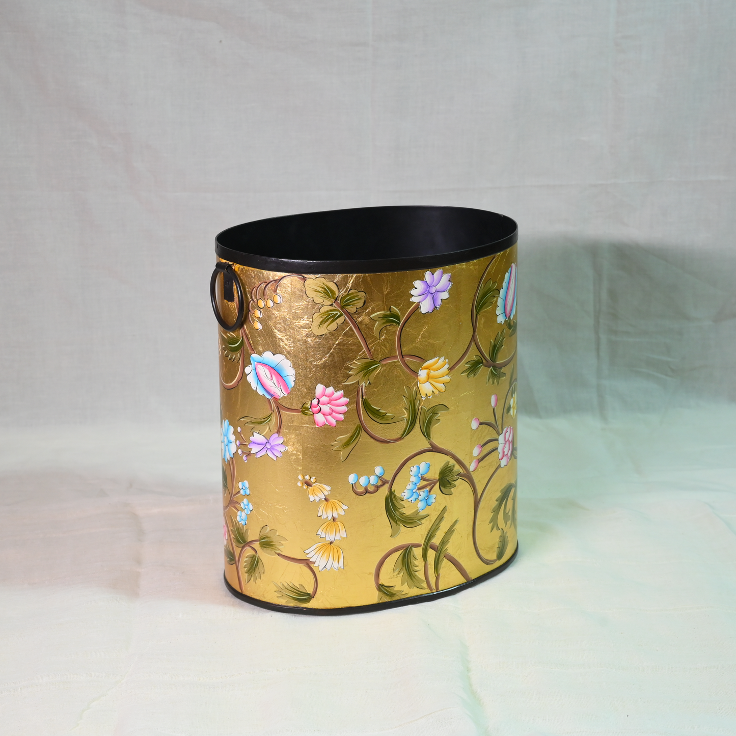 Hand-painted Gold Leaf Dustbin