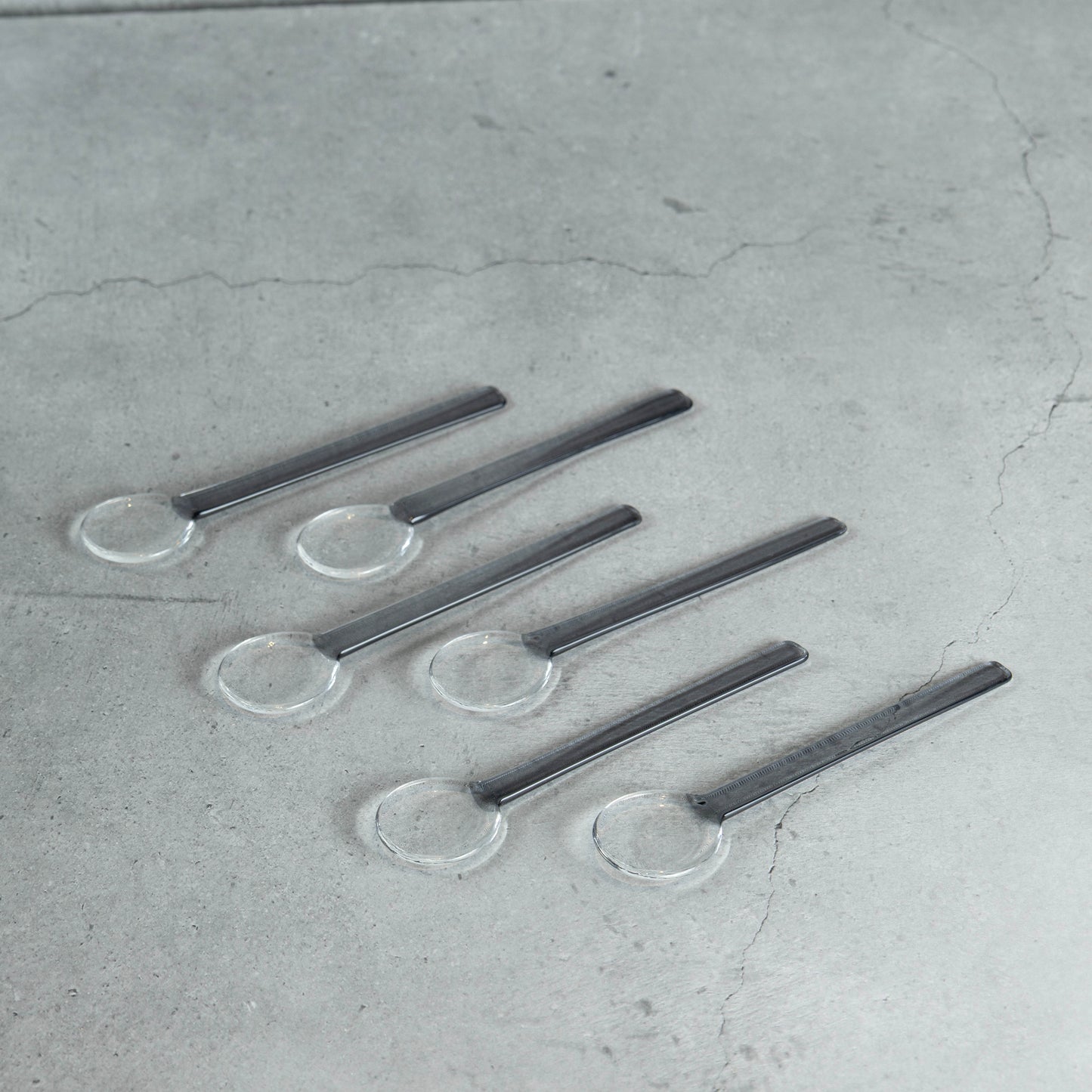 Gray Tinted Glass Dessert Spoon Set