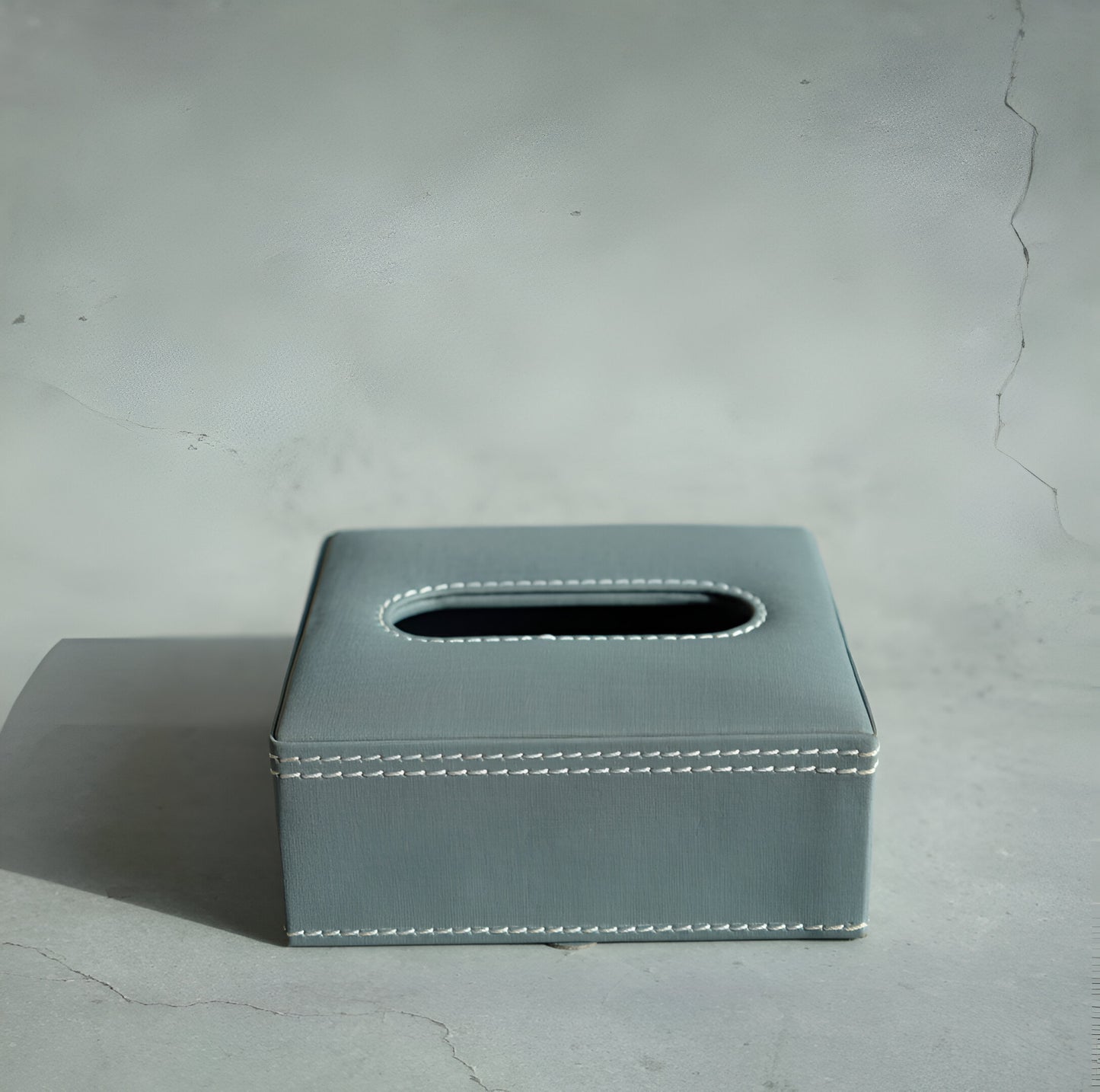Powder Blue PU Leather Tissue Box - Square