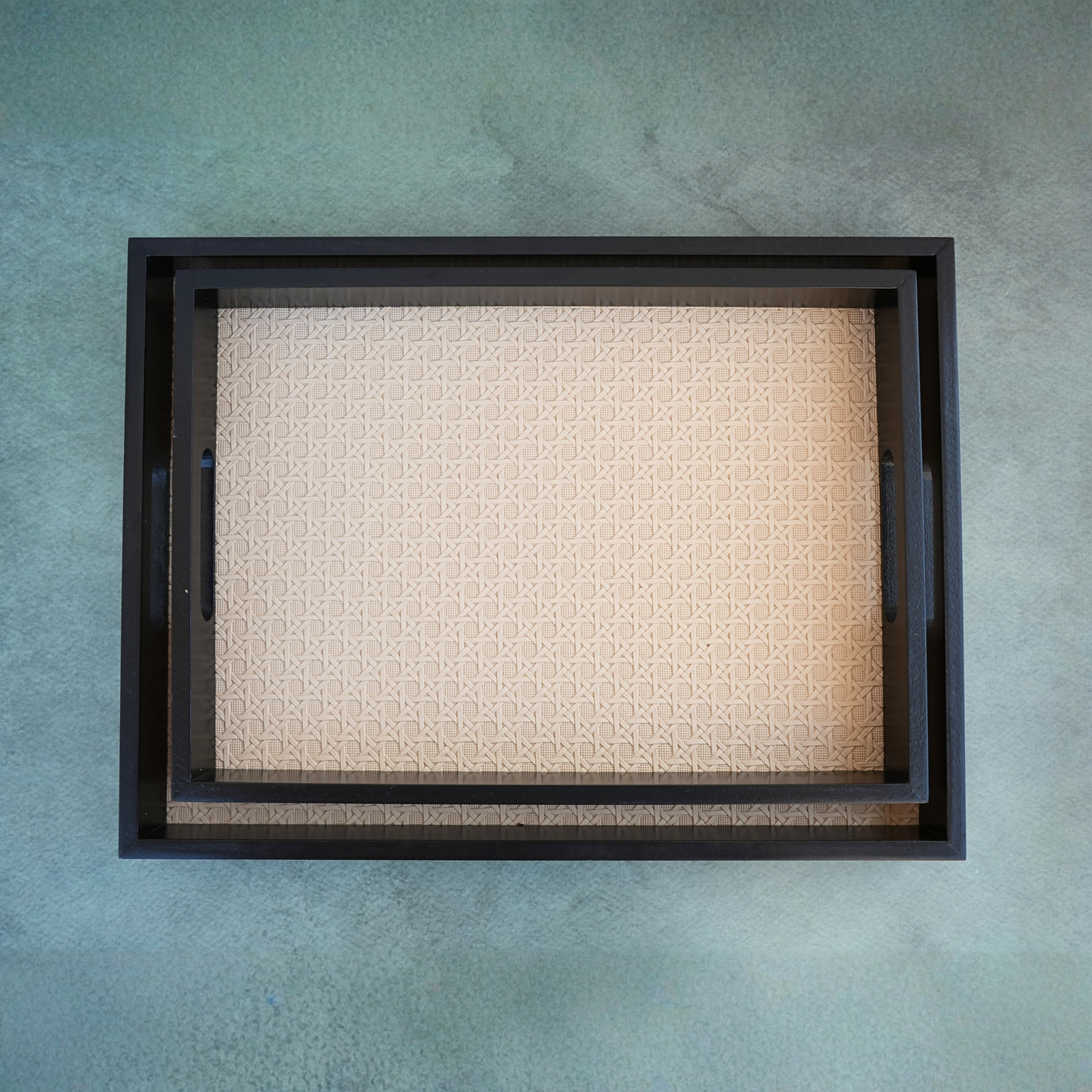 Beige Wooden Serving Tray- Set of 2