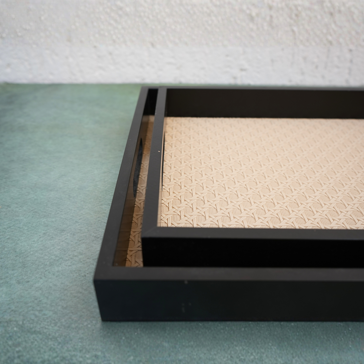 Beige Wooden Serving Tray- Set of 2