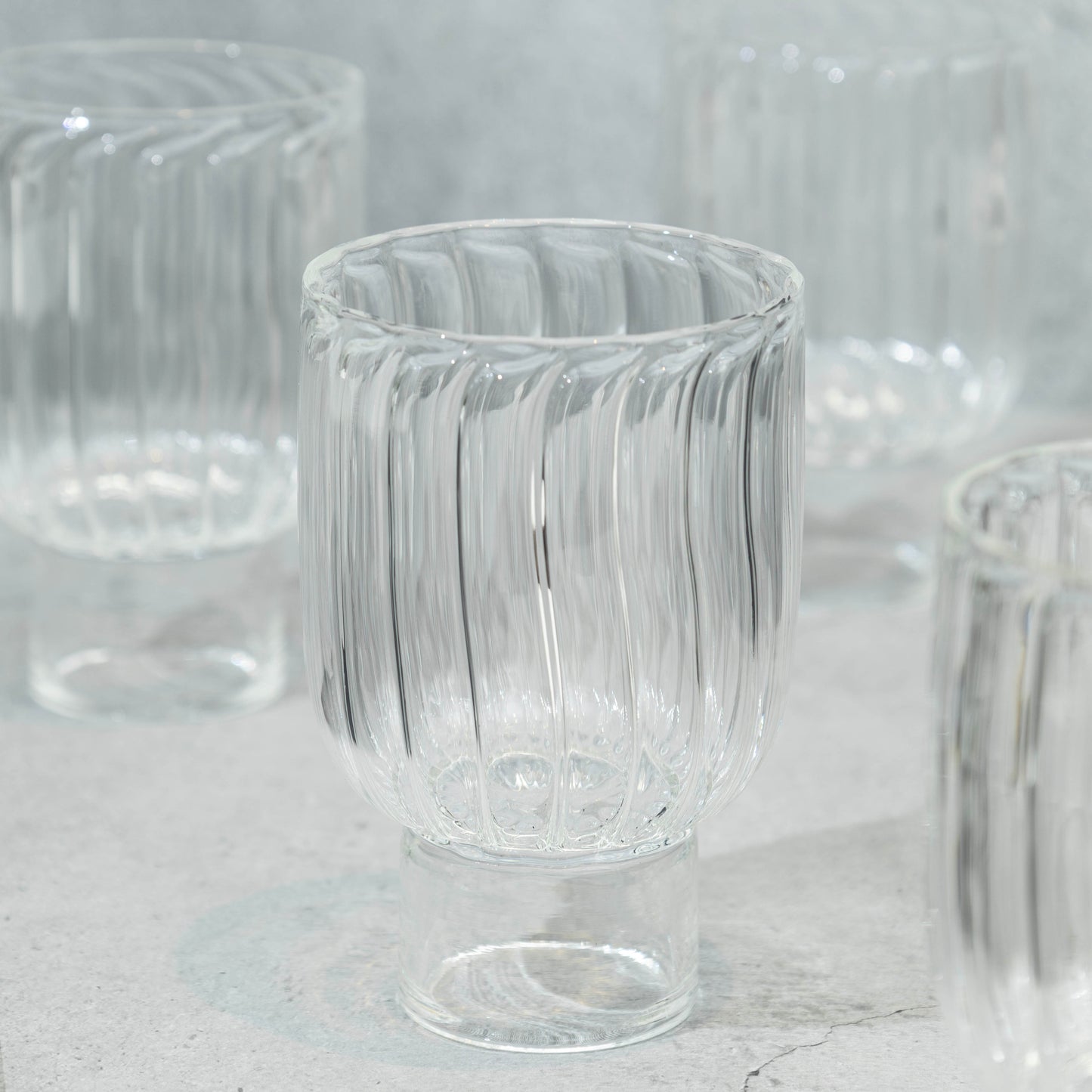 Tall Clear Ribbed Cocktail Glass- Set of 6