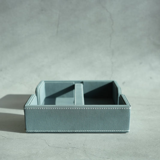 Powder Blue PU Leather Tissue Holder with Weighted Bar