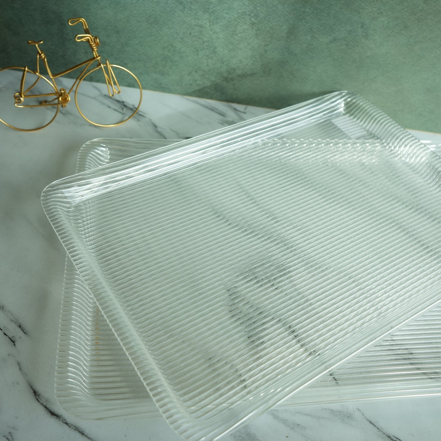Clear Ribbed Acrylic Serving Tray- Jumbo set
