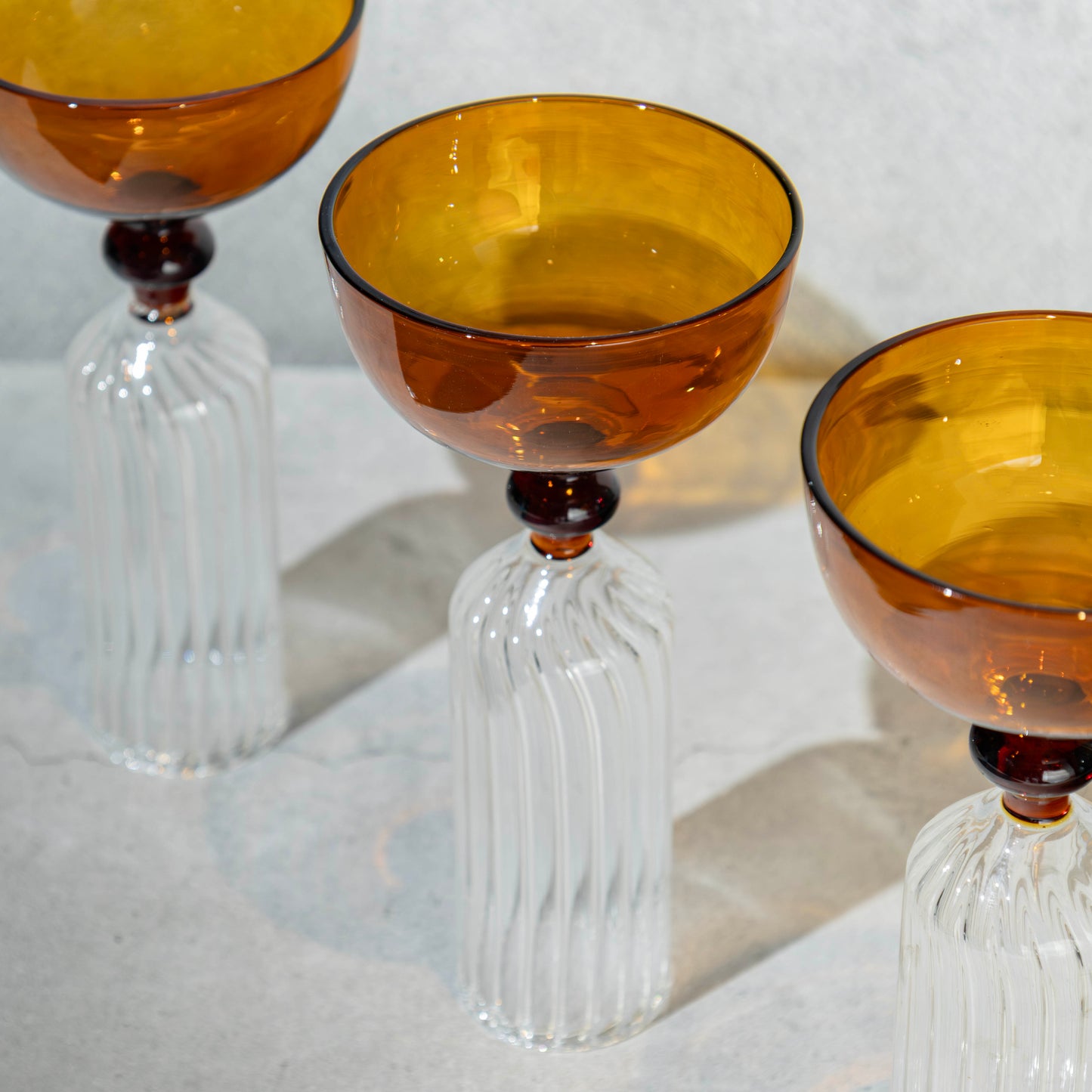Rust Ribbed Coupe Glass- Set of 4