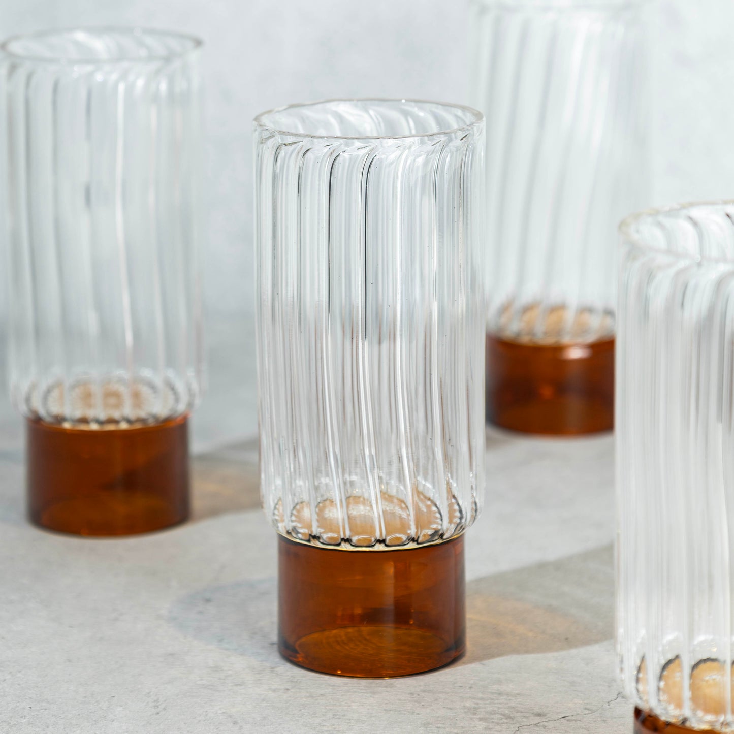 Rust Ribbed Cocktail Glass- Set of 6
