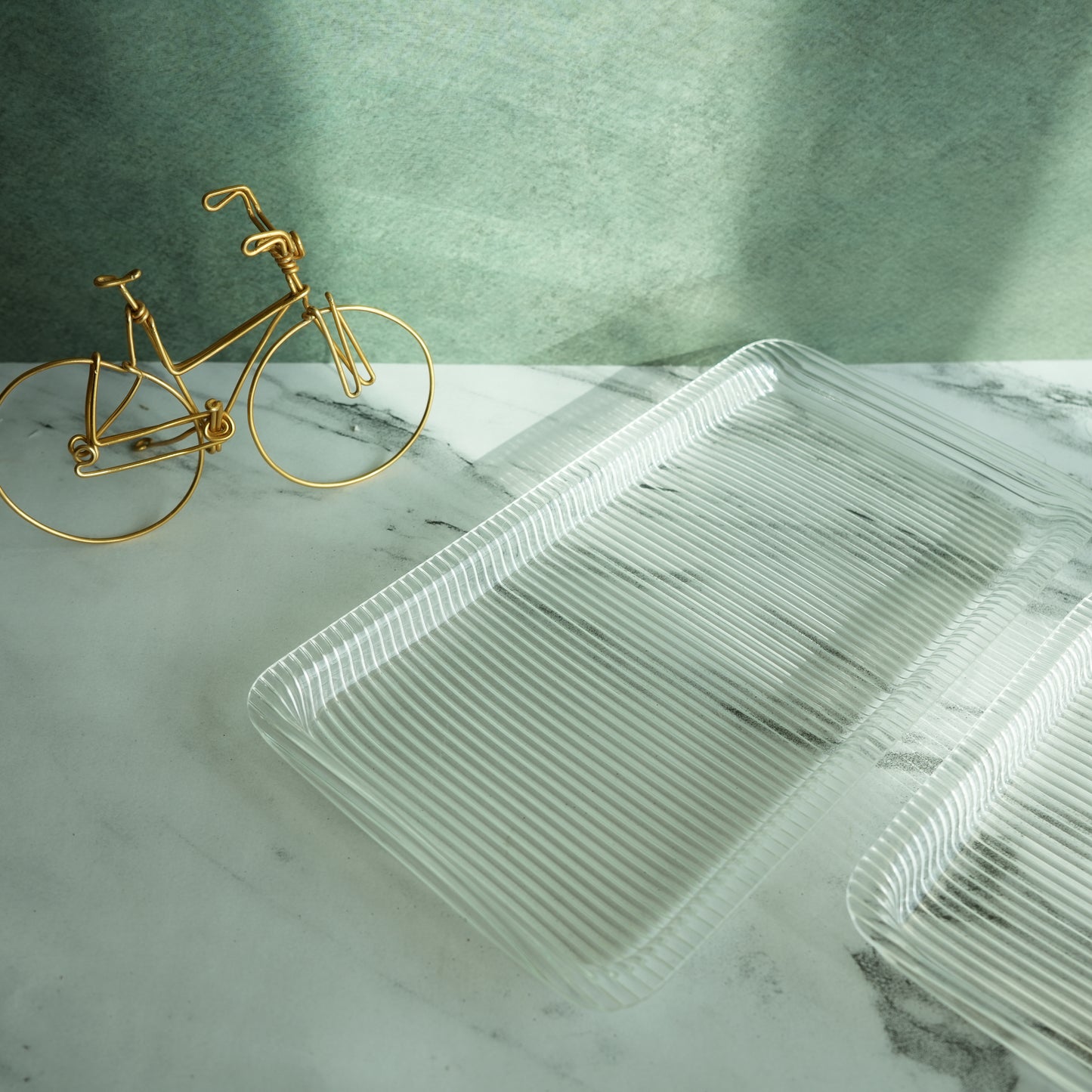 Clear Ribbed Acrylic Serving Tray- Oblong set