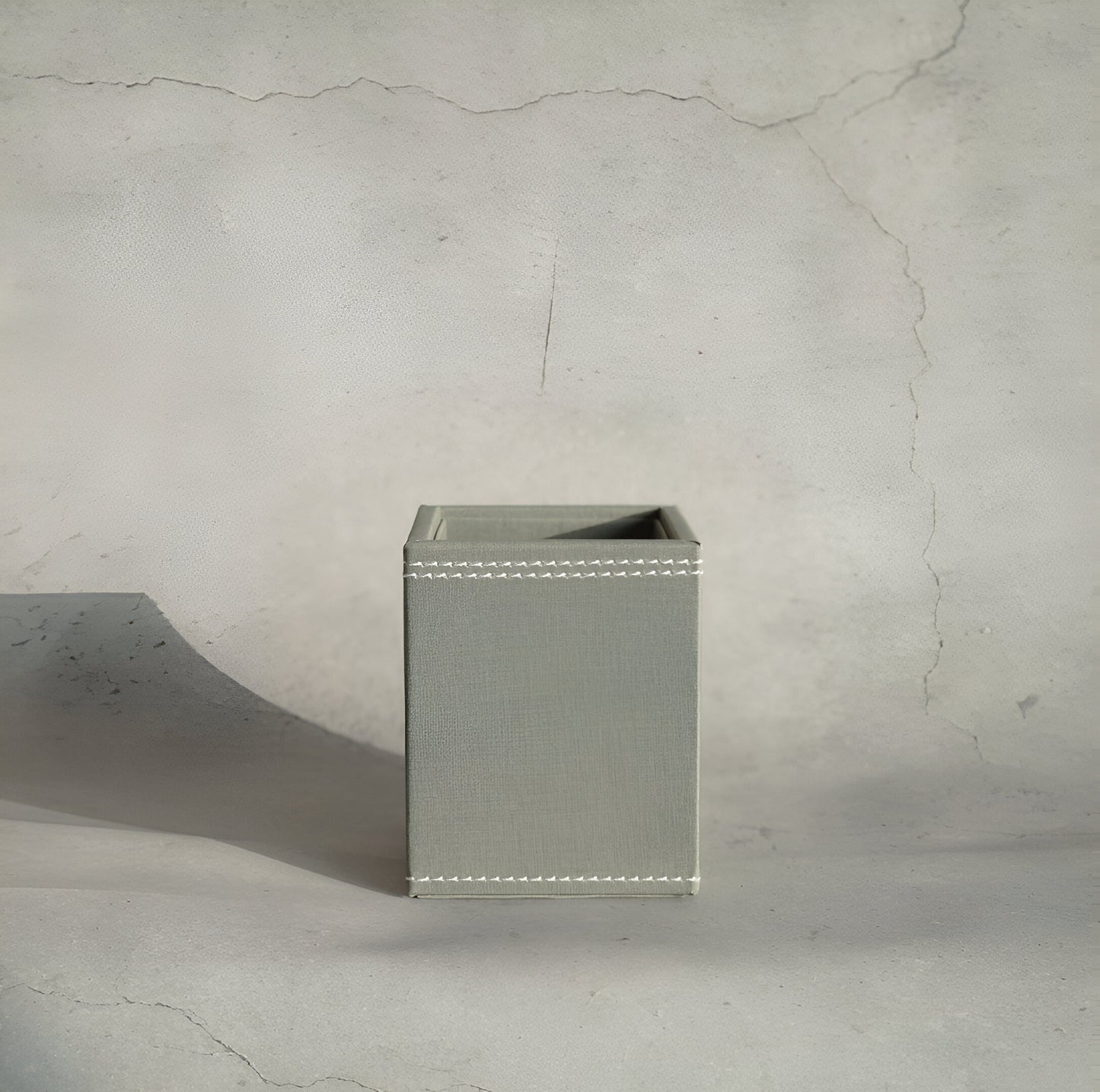 Stone Gray PU Leather Stationery Holder