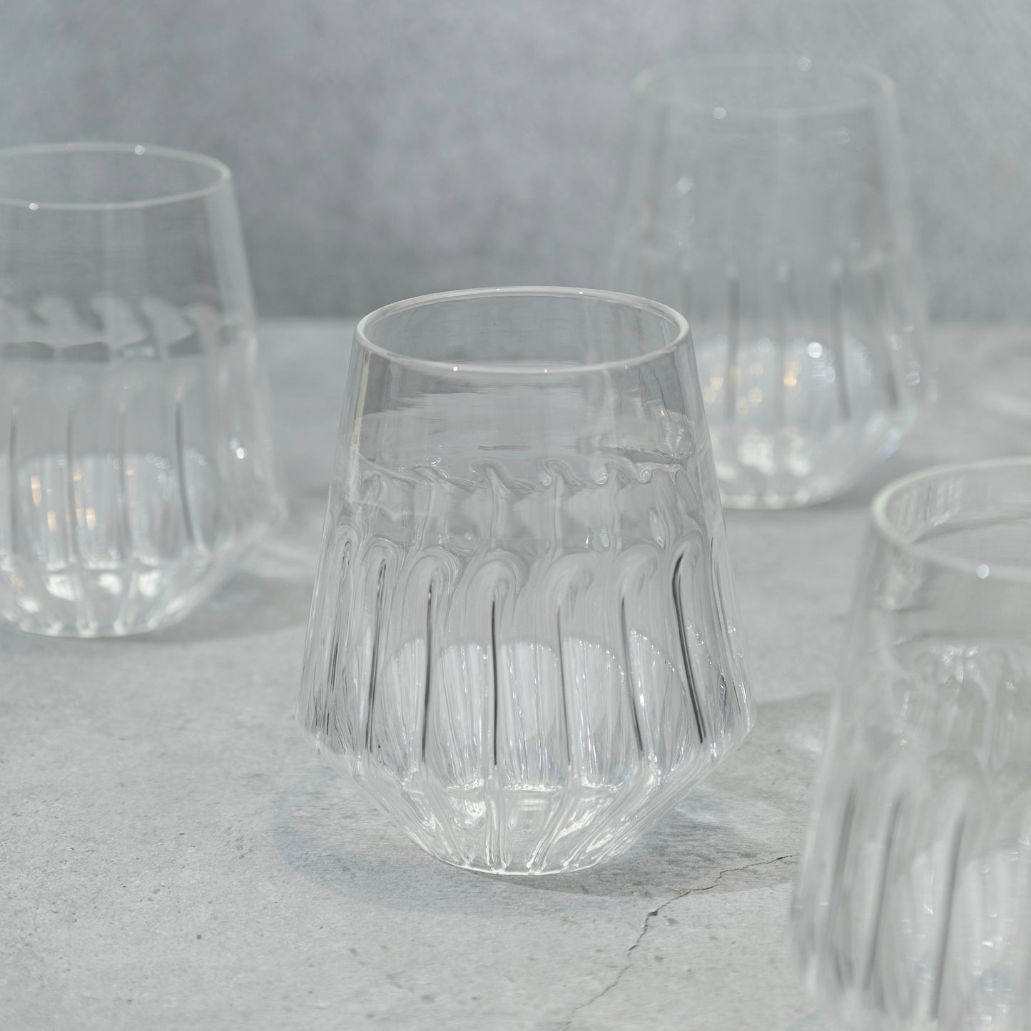 Clear Ribbed Cocktail Glass- Set of 6