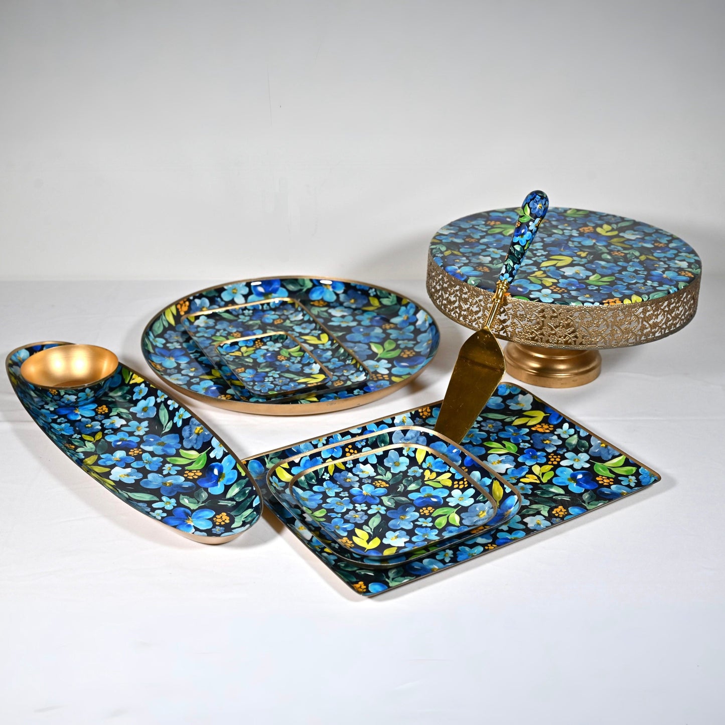 Floral Cake Stand - Cornflower