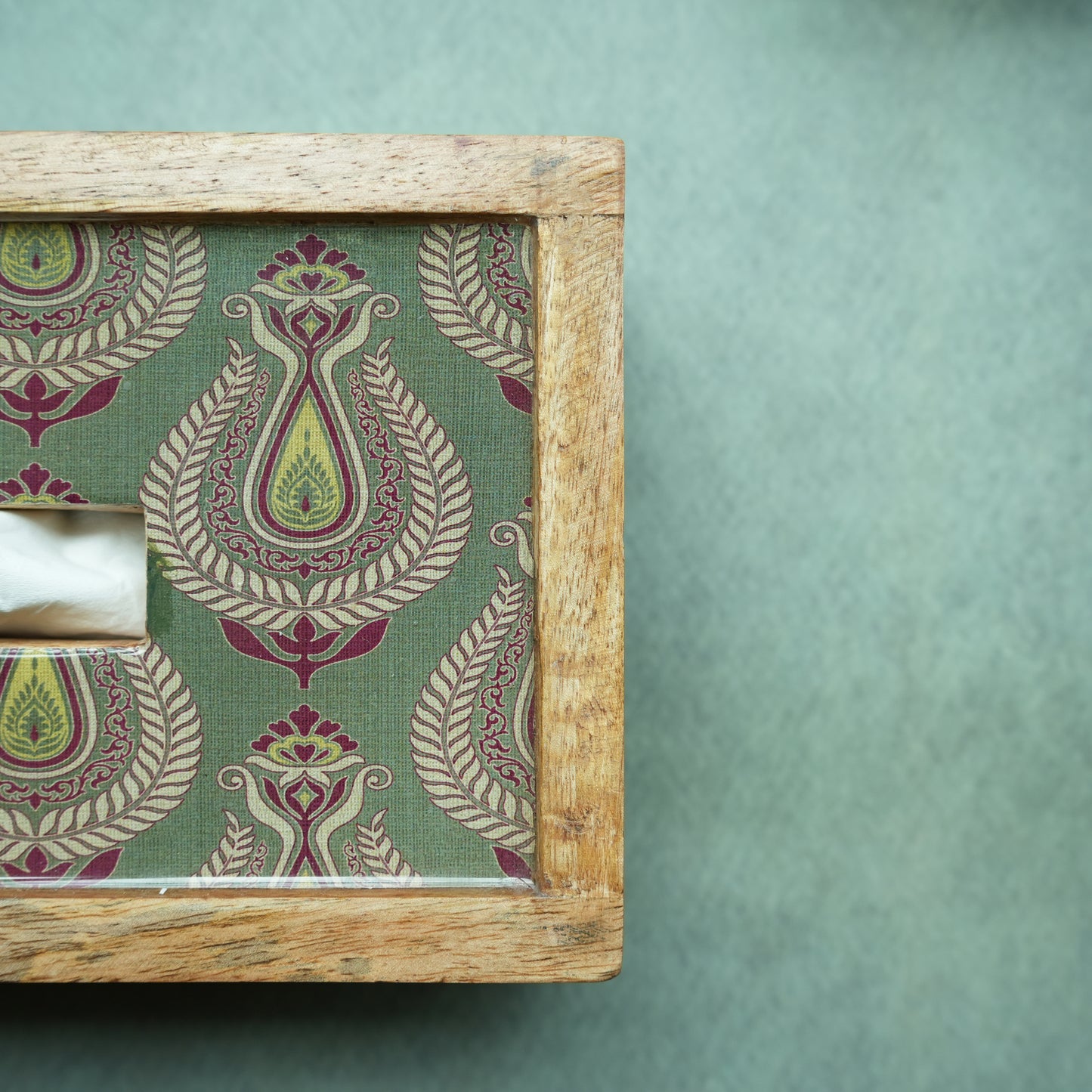 Paisley Rectangle Wooden Tissue Box