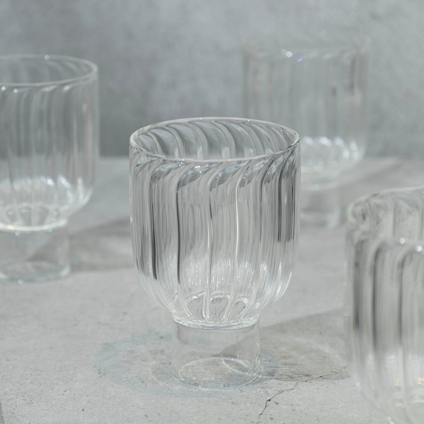 Short Clear Ribbed Cocktail Glass- Set of 6