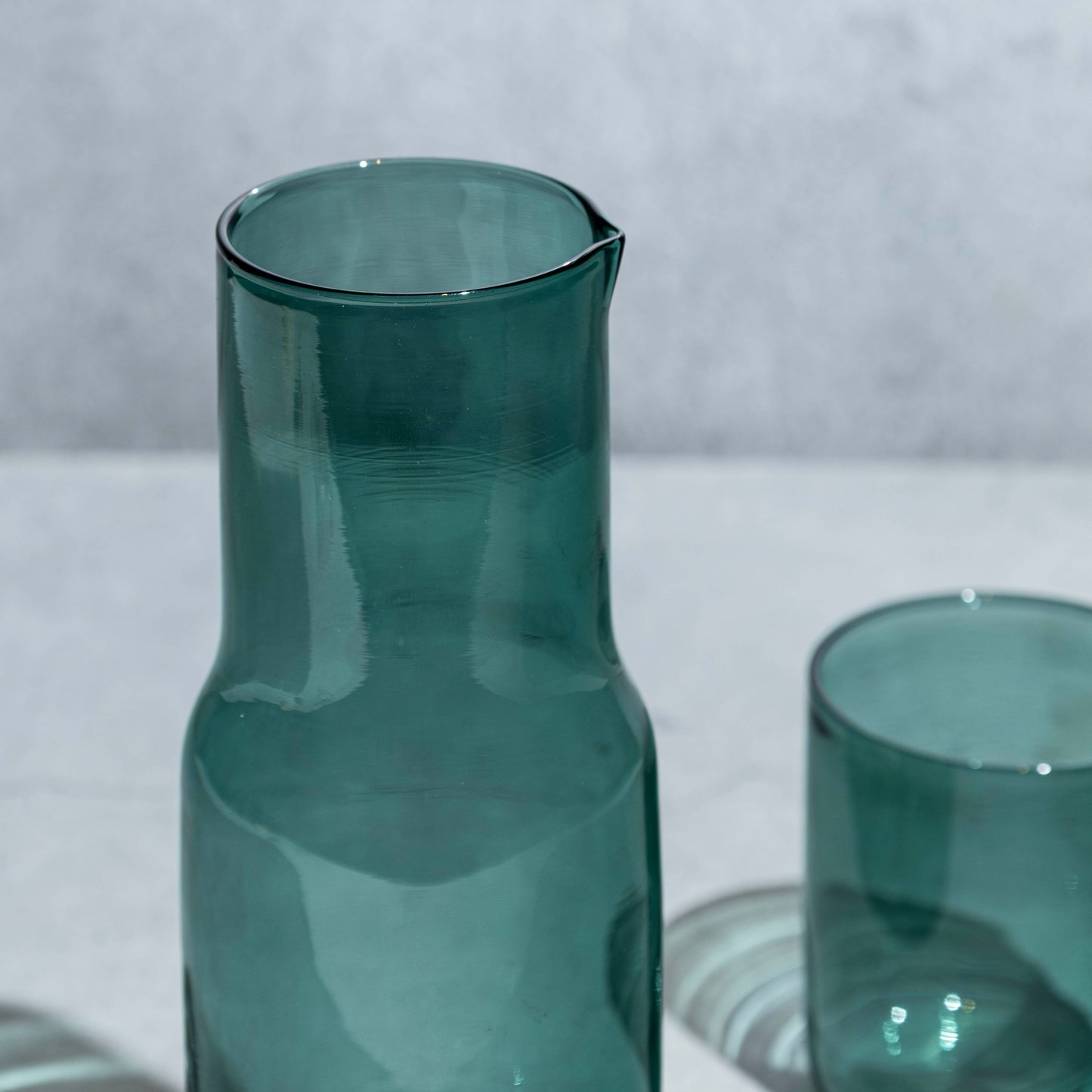 Tinted Glass Carafe- Emerald Green