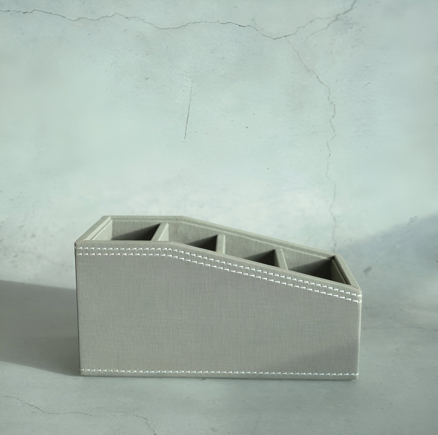 Stone Gray PU Leather Remote Control Organiser