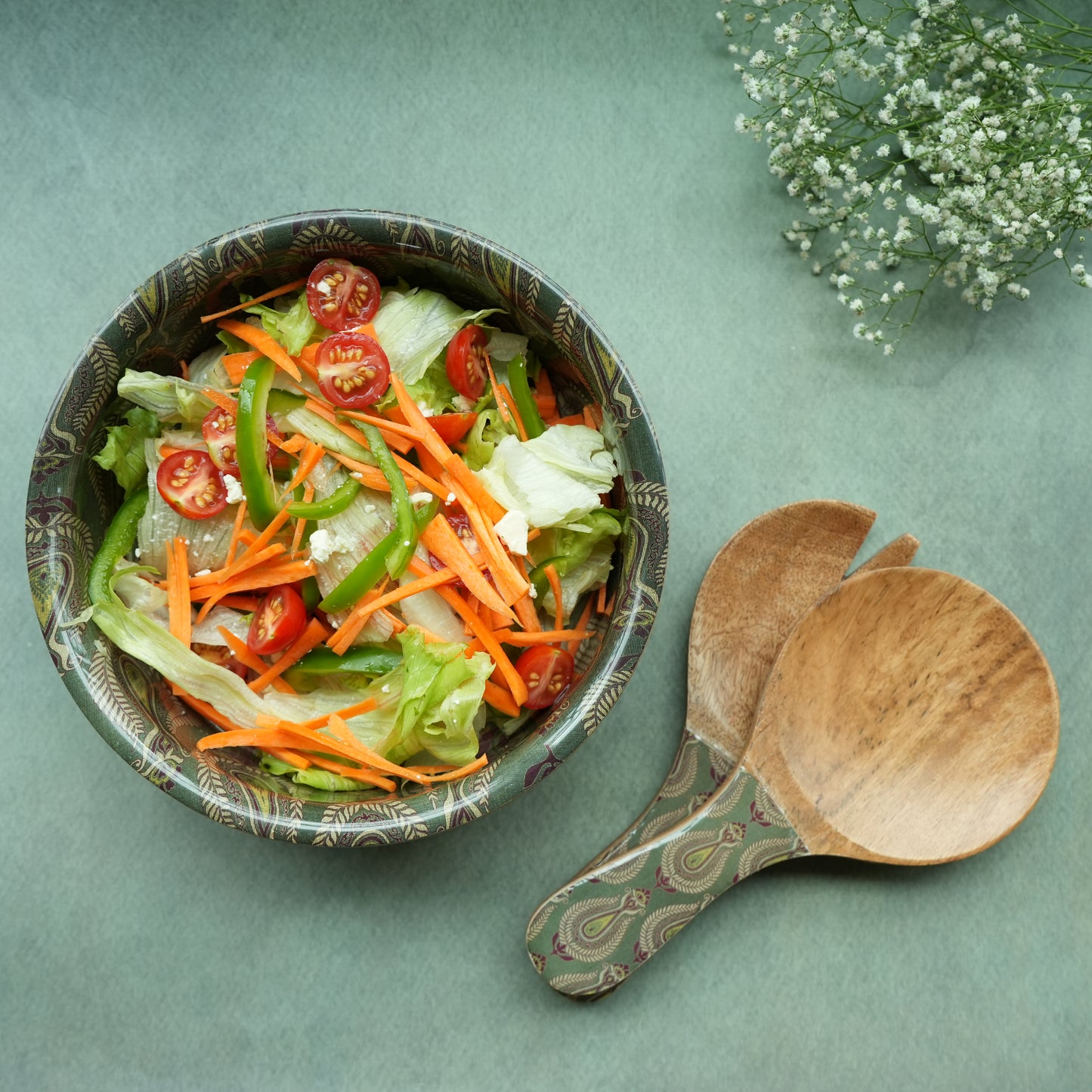 Paisley Round Salad Bowl- Big