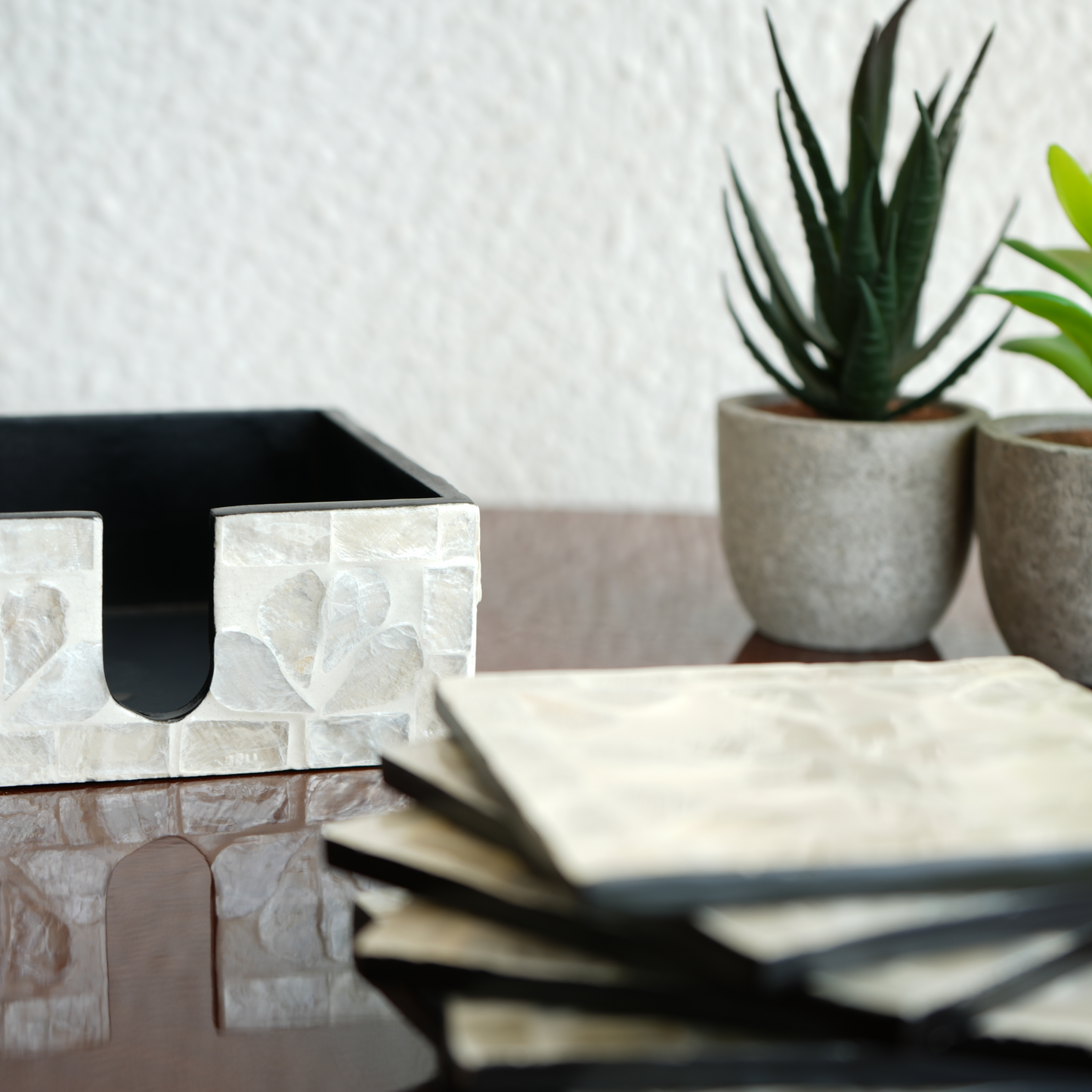 Mother-of-Pearl Coasters - Pearl White