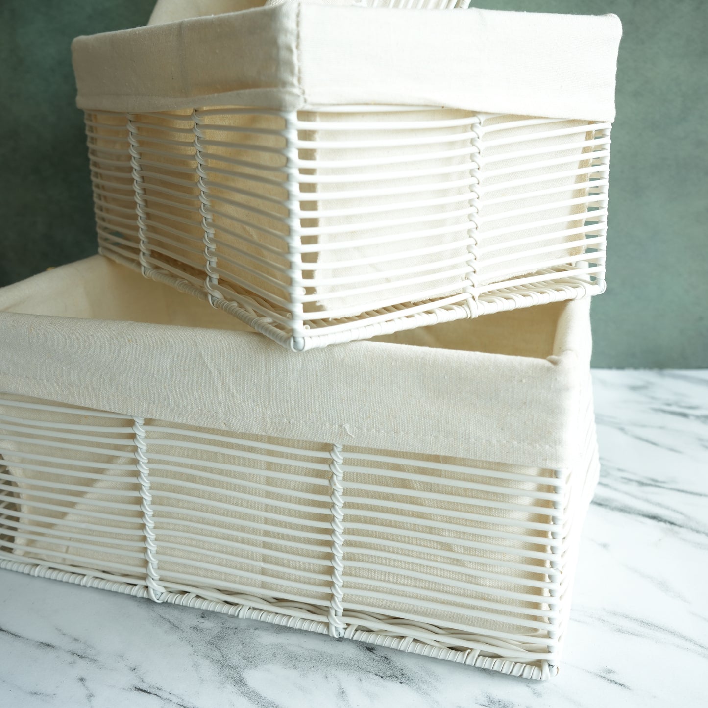 Woven Fiber Storage Basket with Liner- Small