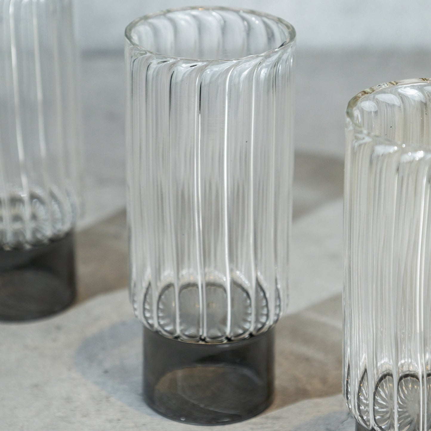 Gray Ribbed Cocktail Glass- Set of 6
