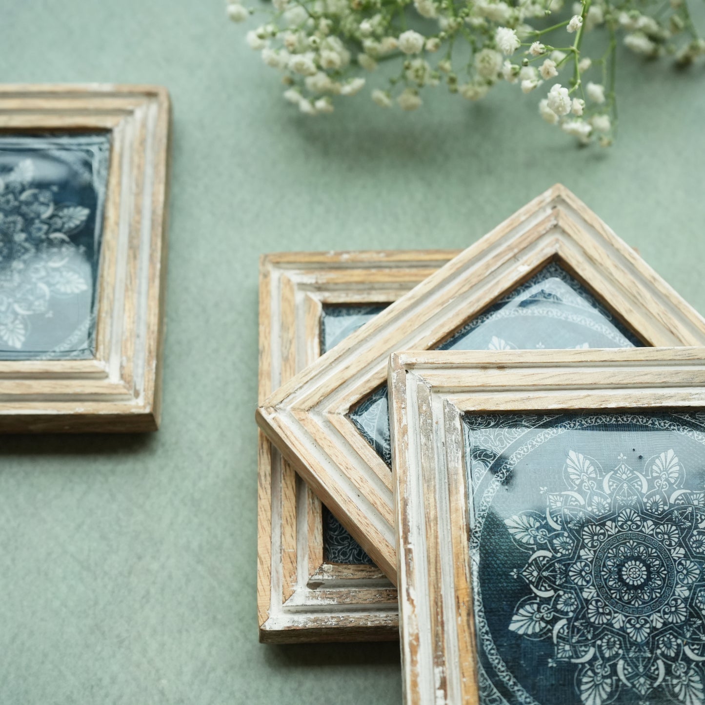 Iris Wooden Coasters- Set of 4
