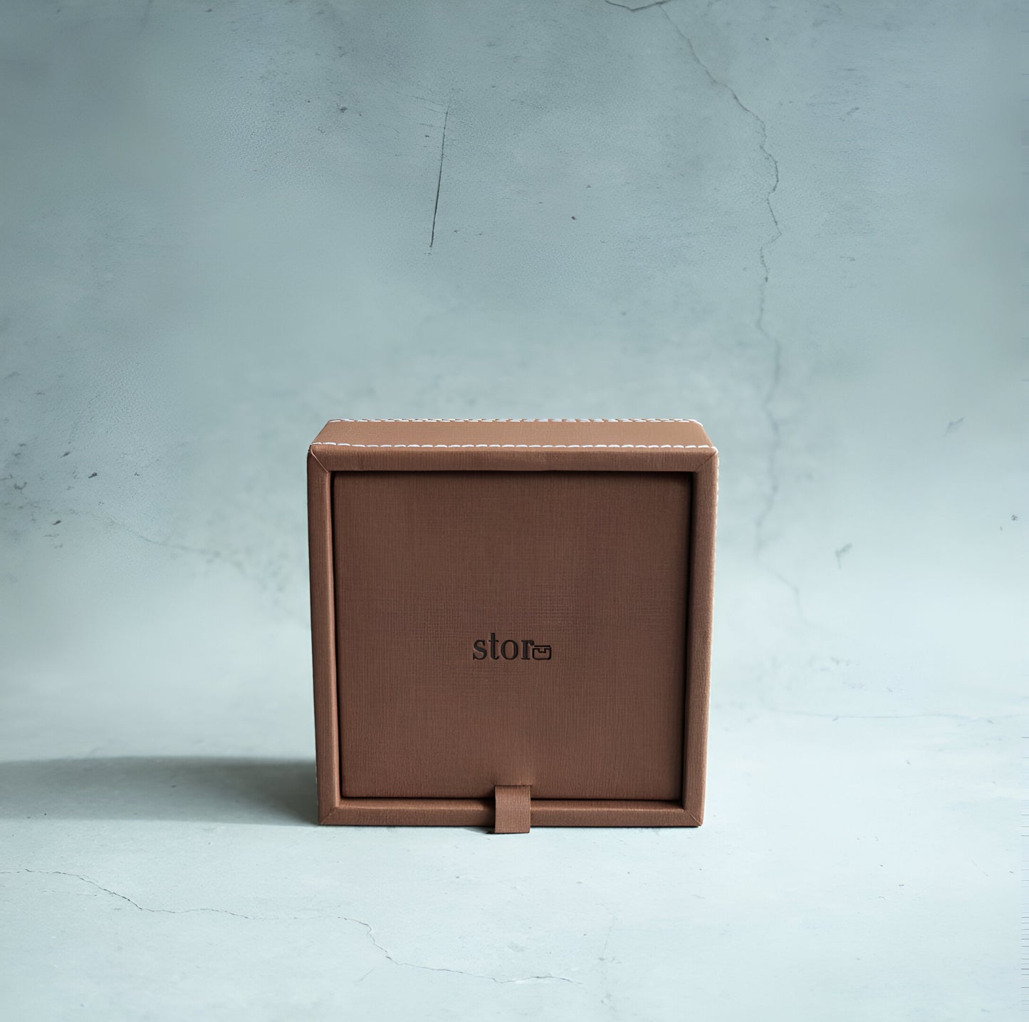 Umber Brown PU Leather Tissue Box - Square