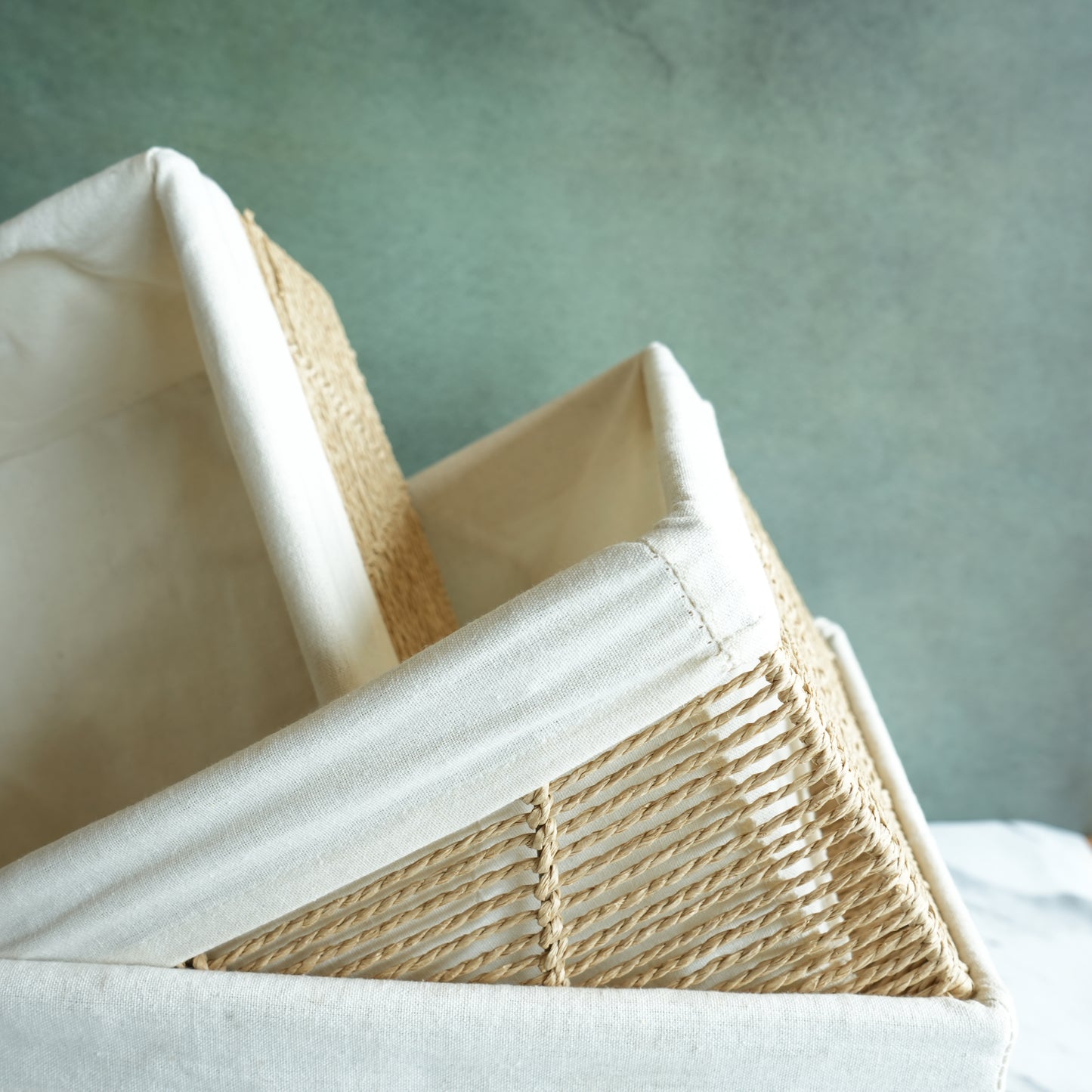 Woven Jute Storage Basket with Liner- Small