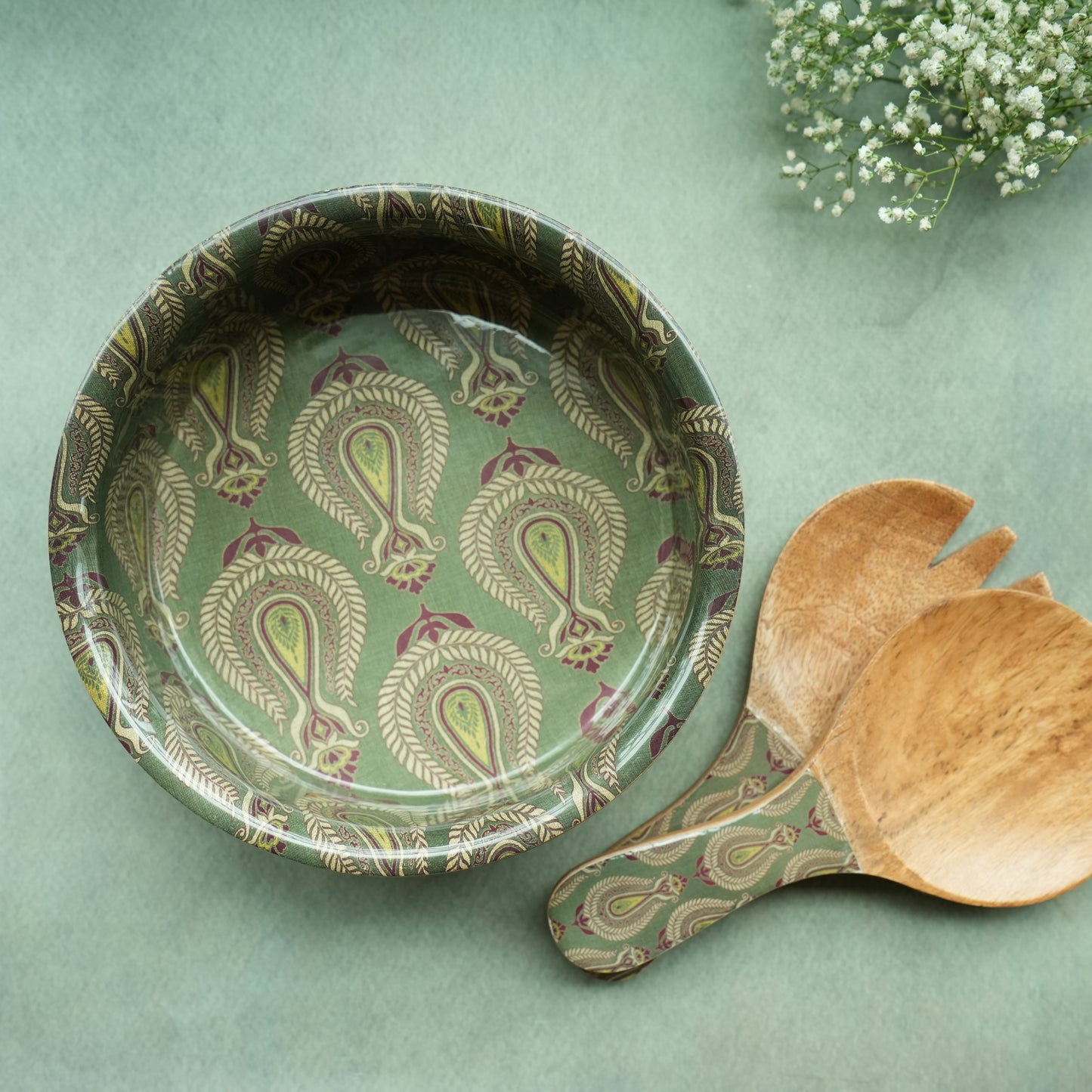 Paisley Round Salad Bowl- Big