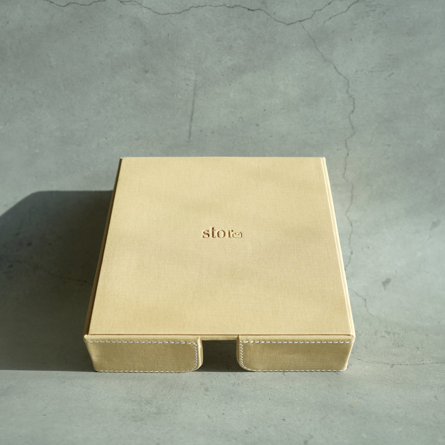 Sand Beige PU Leather Tissue Holder with Weighted Bar