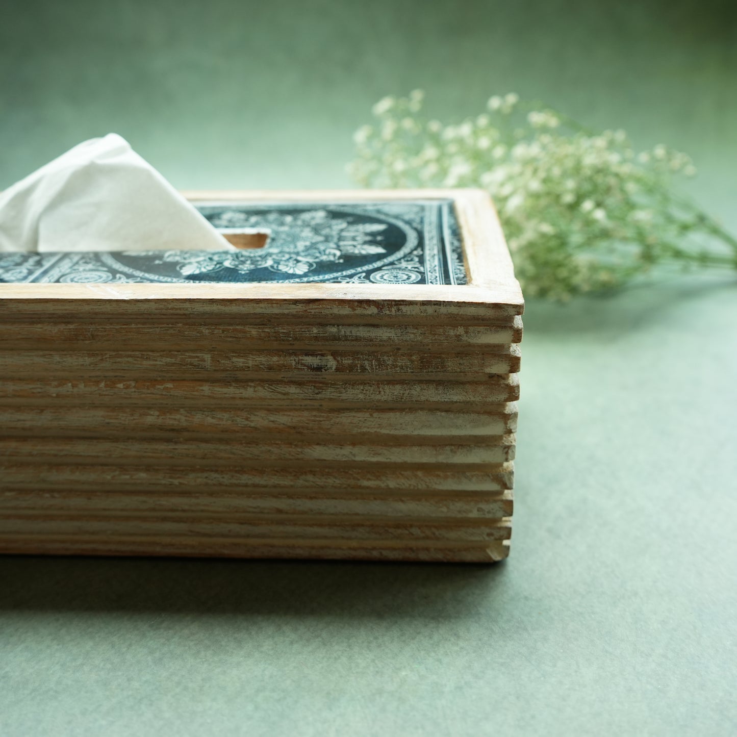 Iris Rectangle Wooden Tissue Box