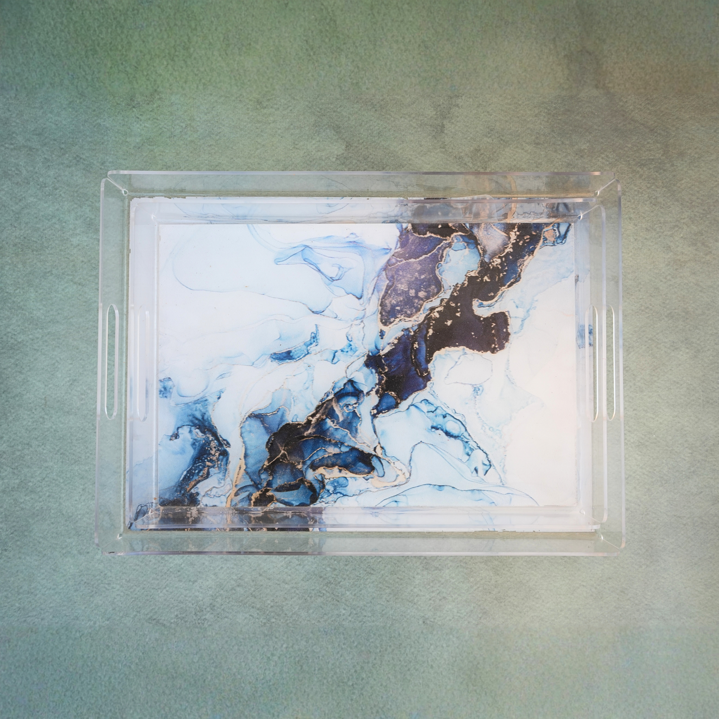 Aqua Geodesic Serving Tray- Set of 2