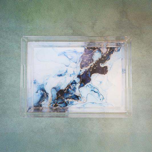 Aqua Geodesic Serving Tray- Set of 2