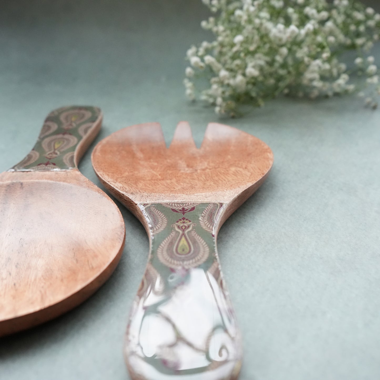 Paisley Wooden Salad Servers