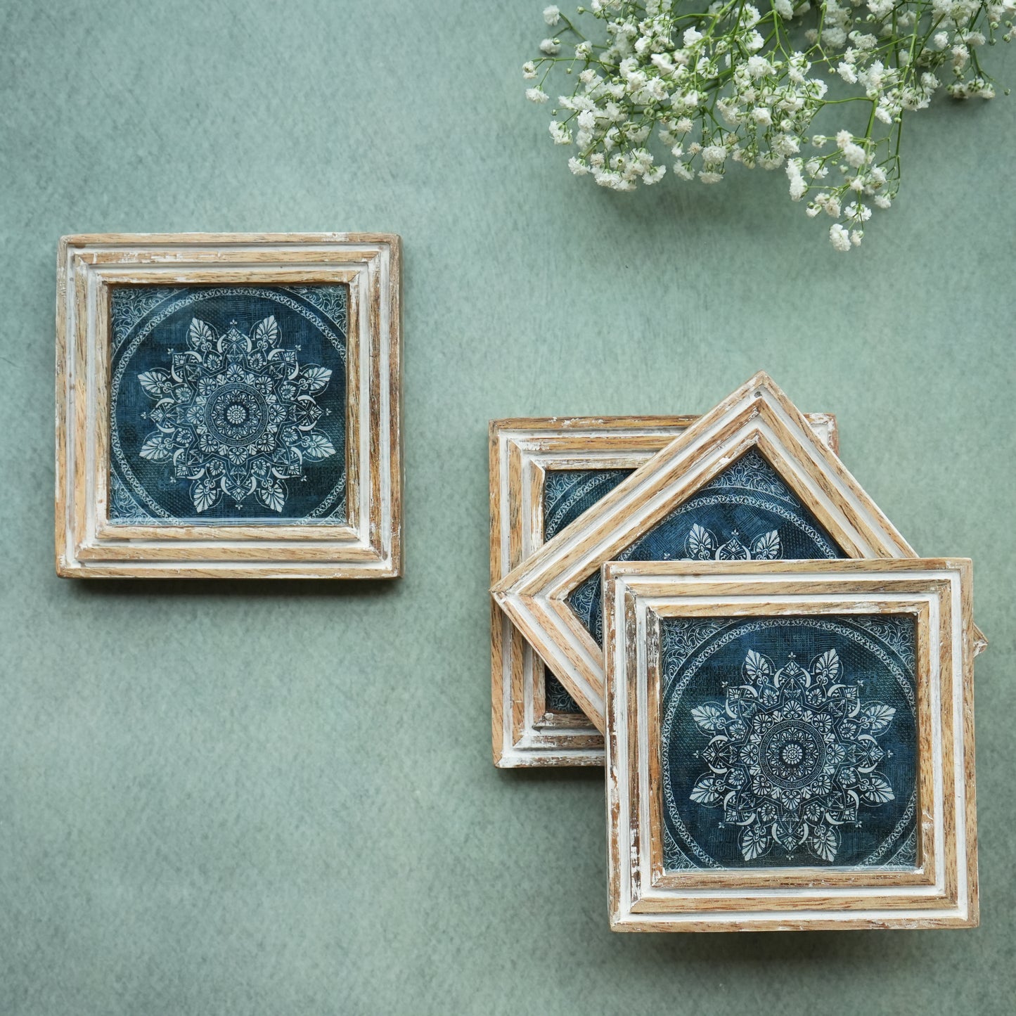 Iris Wooden Coasters- Set of 4