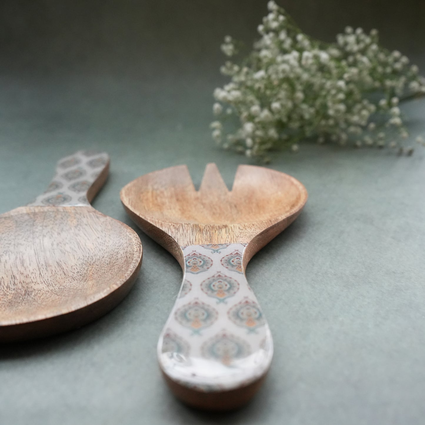Spring Wooden Salad Servers