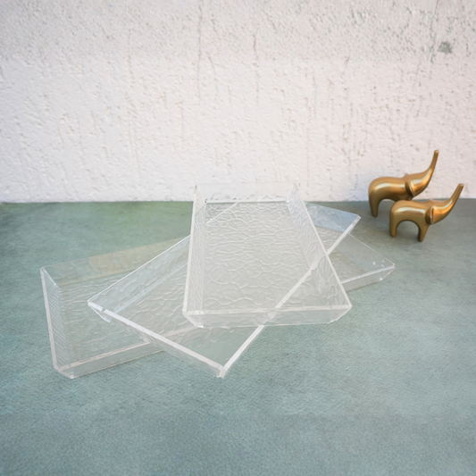 Rippled Acrylic Oblong Set of 3 Serving Tray