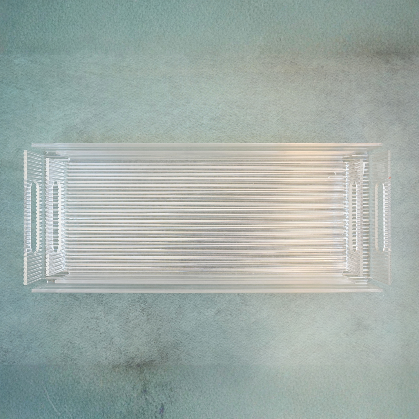 Ribbed Acrylic Oblong Set of 2 Serving Tray