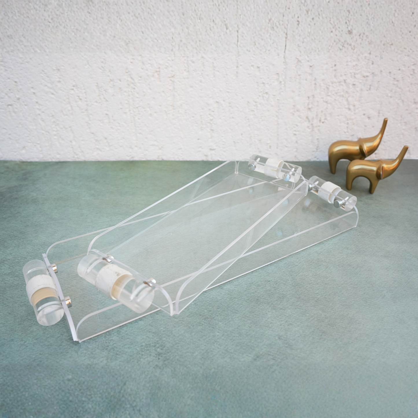 Clear Acrylic Oblong Set of 2 Serving Tray