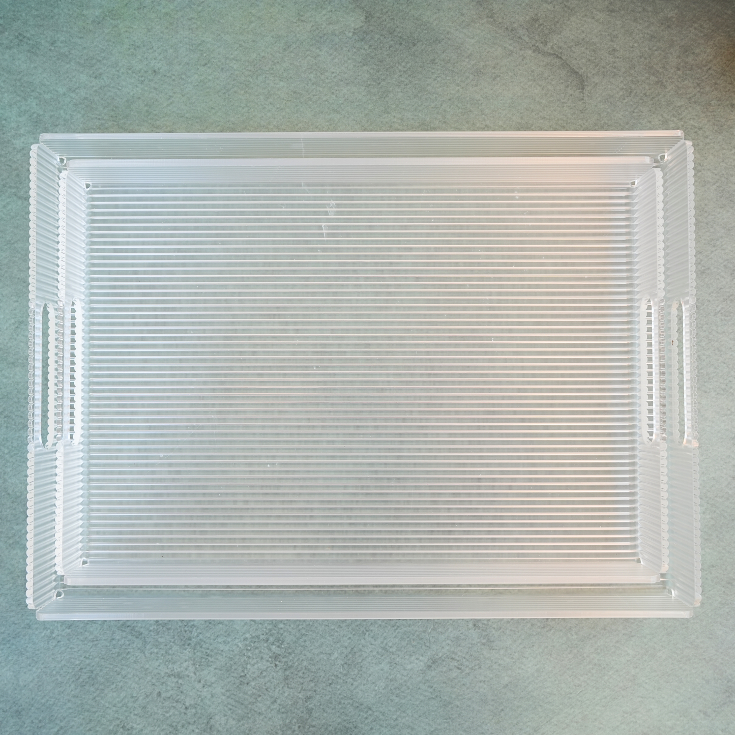 Minimal Ribbed Acrylic Serving Tray- Set of 2