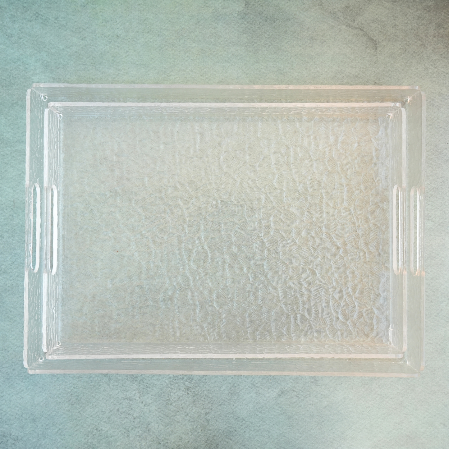 Minimal Rippled Acrylic Serving Tray- Set of 2