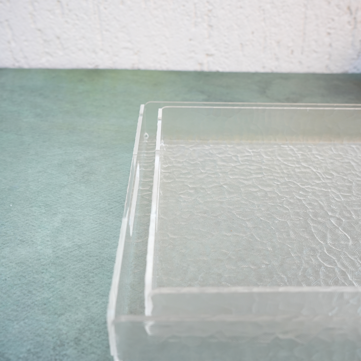 Minimal Rippled Acrylic Serving Tray- Set of 2