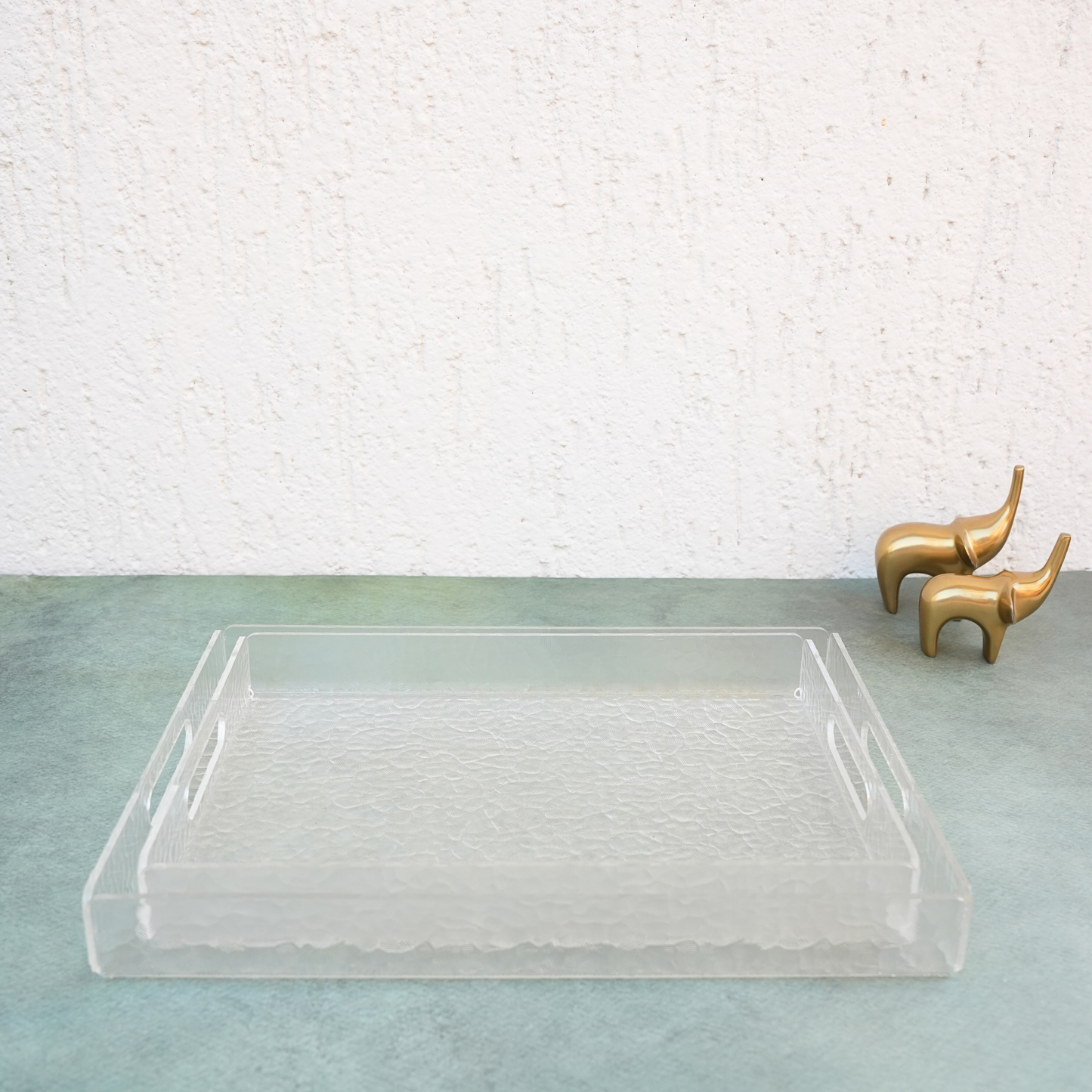 Minimal Rippled Acrylic Serving Tray- Set of 2